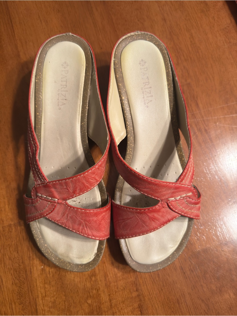 Patrizia Red Leather Slip-On Mules for Women